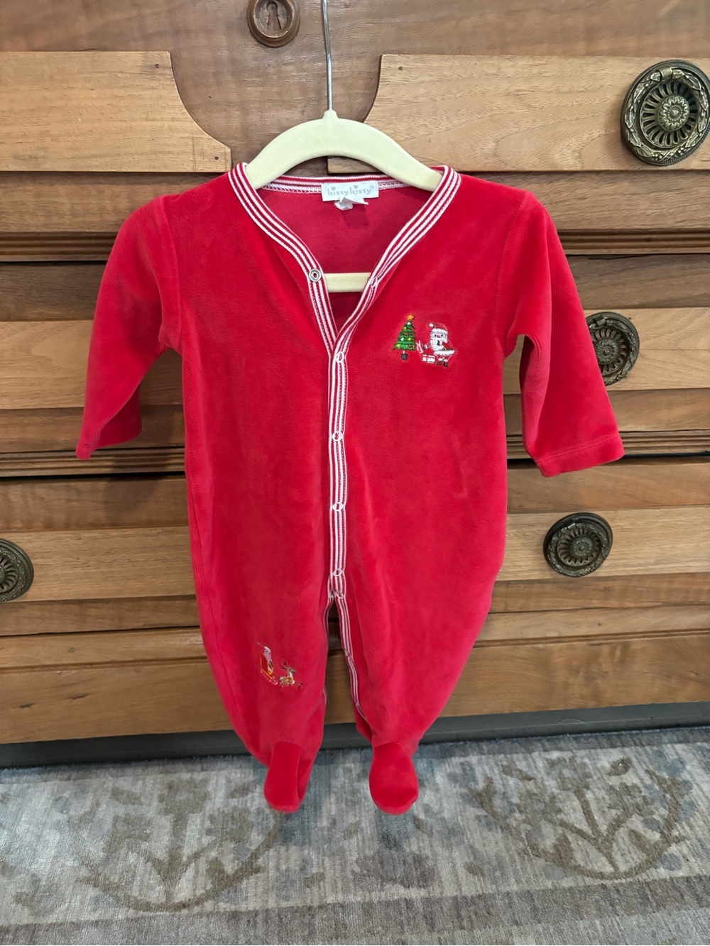Kissy Kissy Red Holiday Velvet Footed One-Piece